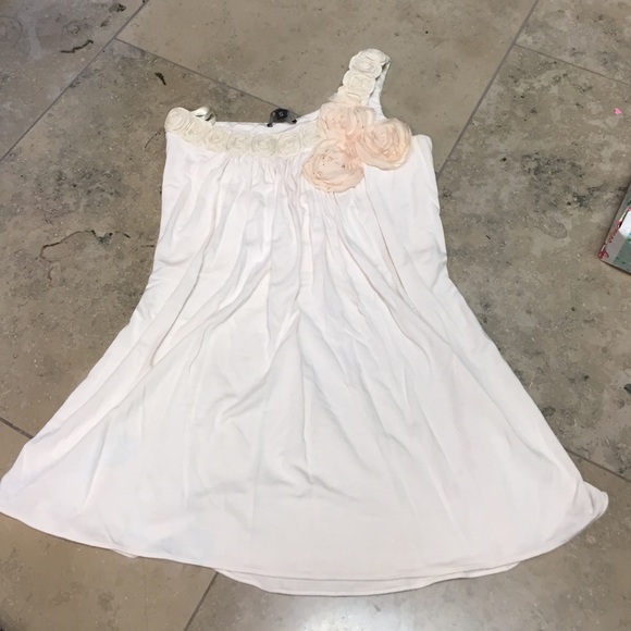 Sky Tops - One Shoulder white and peach rosette top by Sky size small